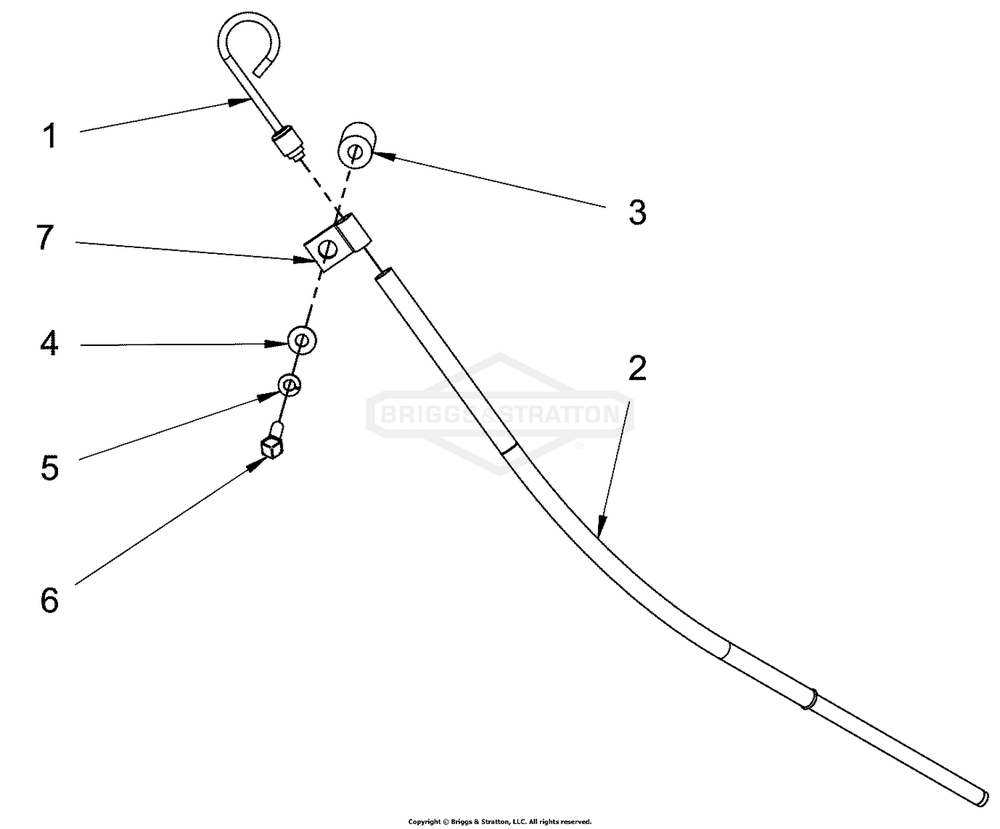 Engine Group - Dipstick And Tube Diagram and Parts List for 076660-01  Briggs and Stratton Generator